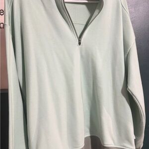WOOLX - Wool Blend Mint Green Quarter Zip - Women Size L